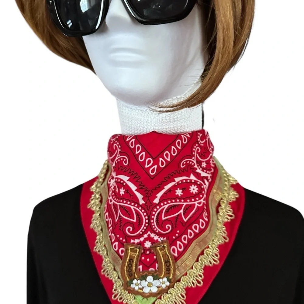 Boho OOAK Fabric Choker Shabby Chic Scarf Necklace Collar Handmade Fiber Art NEW